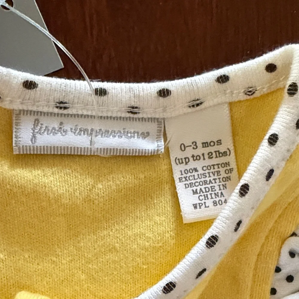 First Impressions Yellow Polka Dot One Piece, 0-3mo baby